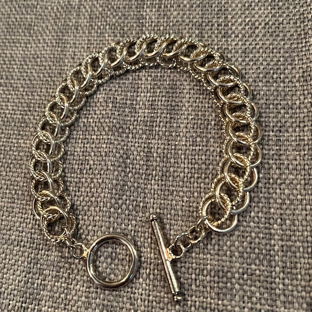 Chainmaille Rope & Smooth Texture Rings Bracelet Double Link Charm Bracelet - Picture 14 of 16